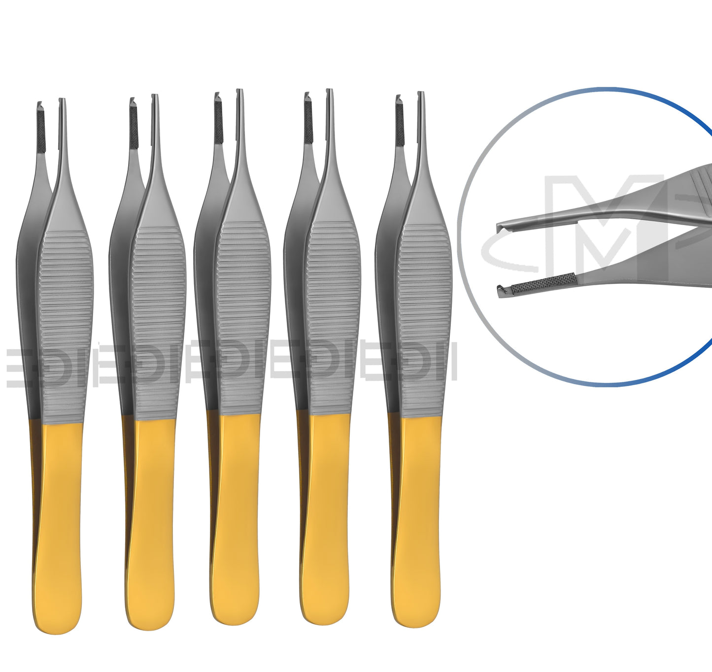 5 pcs TC Adson Tissue Rat Tooth 1x2 Forceps 5" Plastic Surgery German Grade