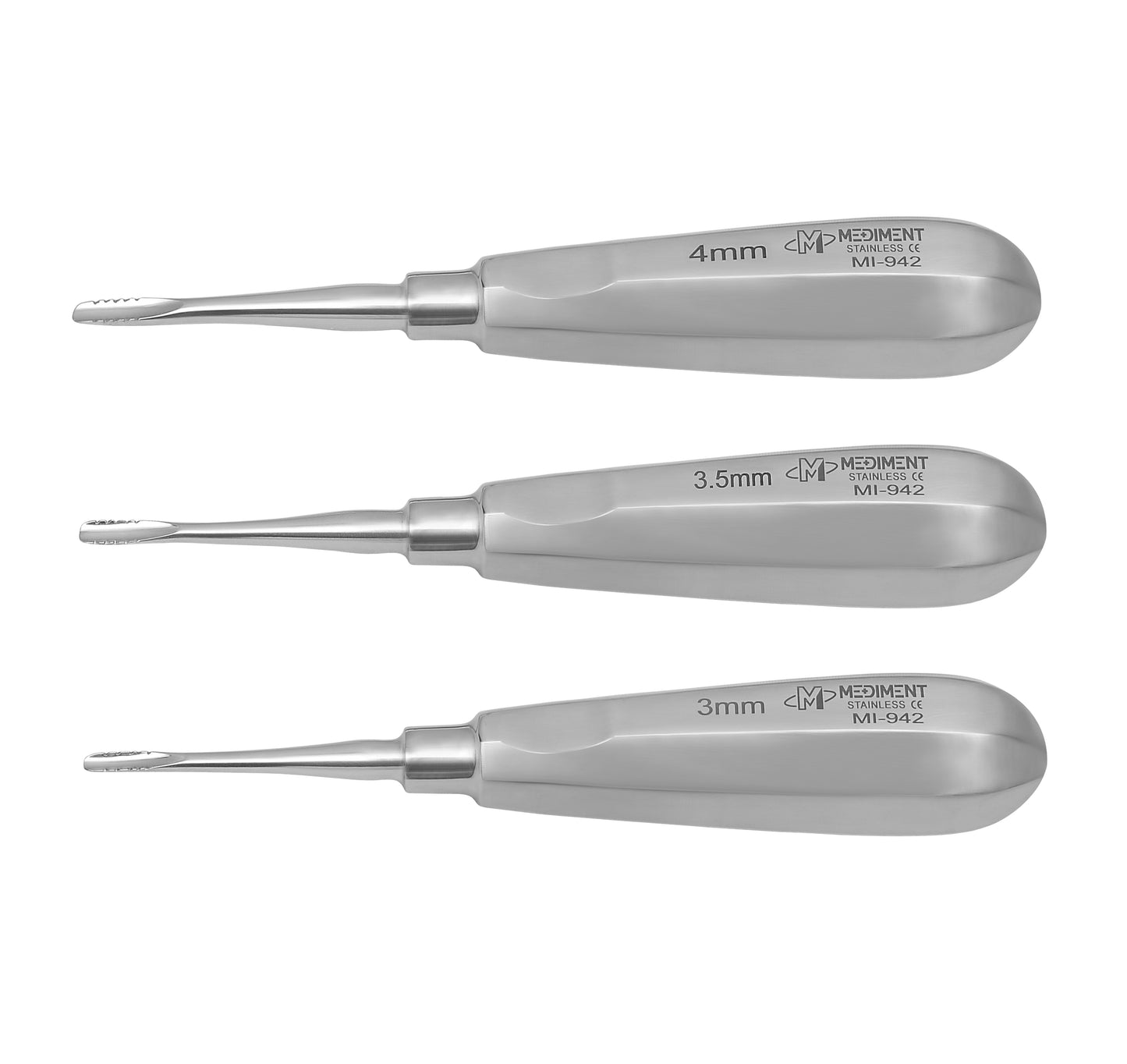 Dental Elevator Luxating Root Instruments 3mm, 3.5mm, 4mm