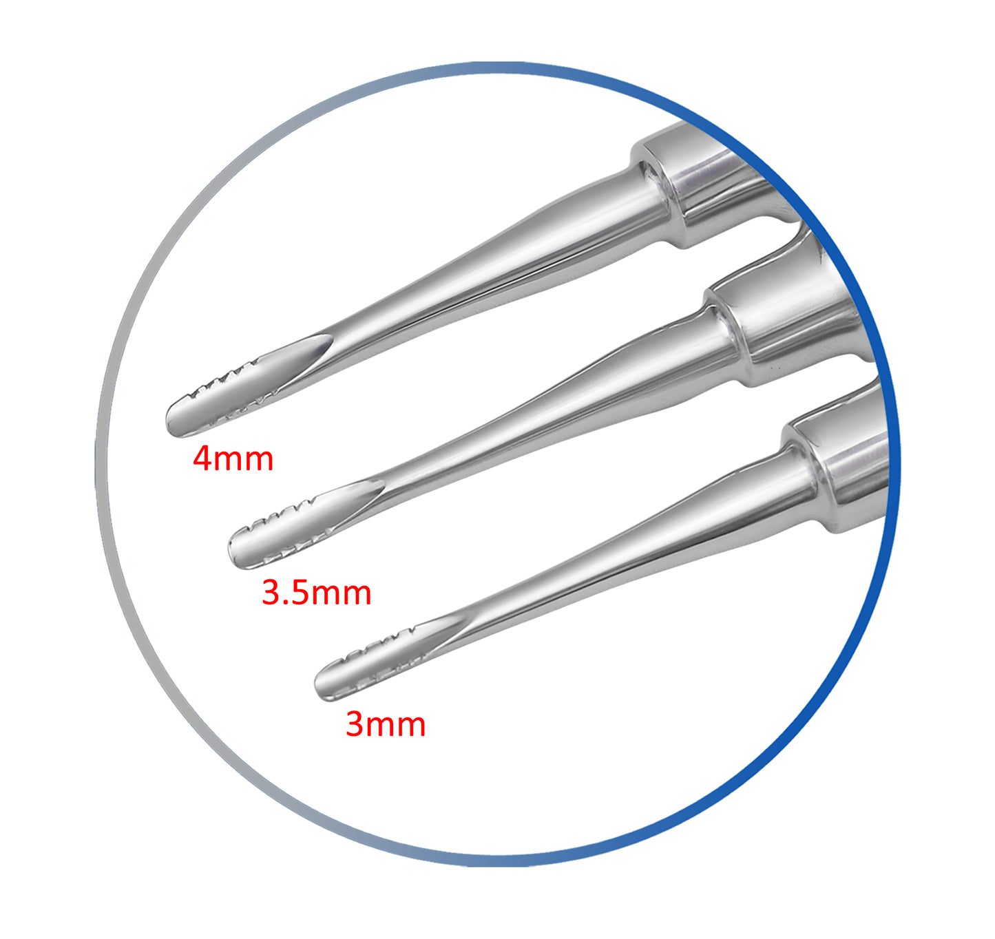 Dental Elevator Luxating Root Instruments 3mm, 3.5mm, 4mm