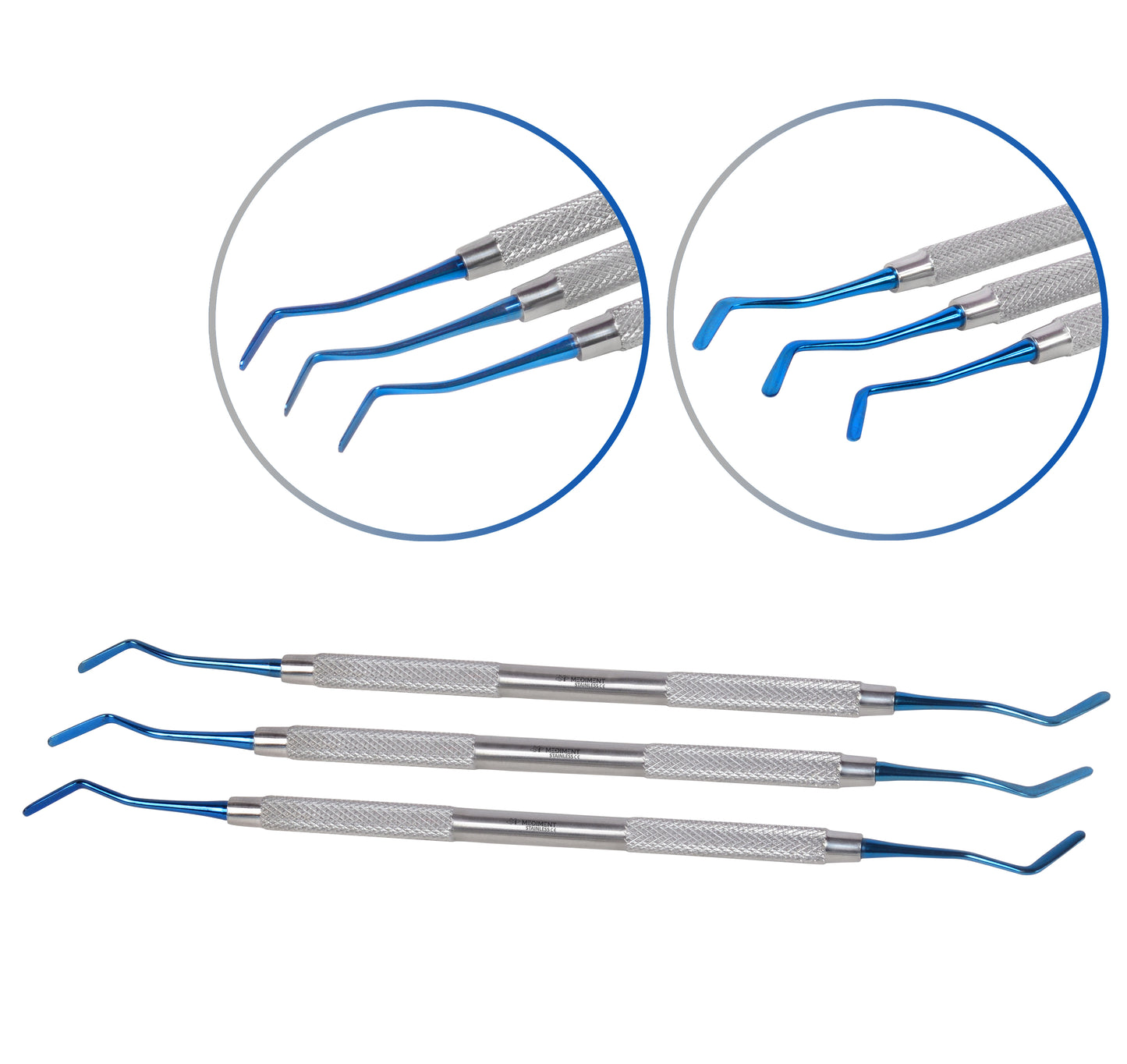 Dental Composite Filling Instruments Set of 3 Solid Blue