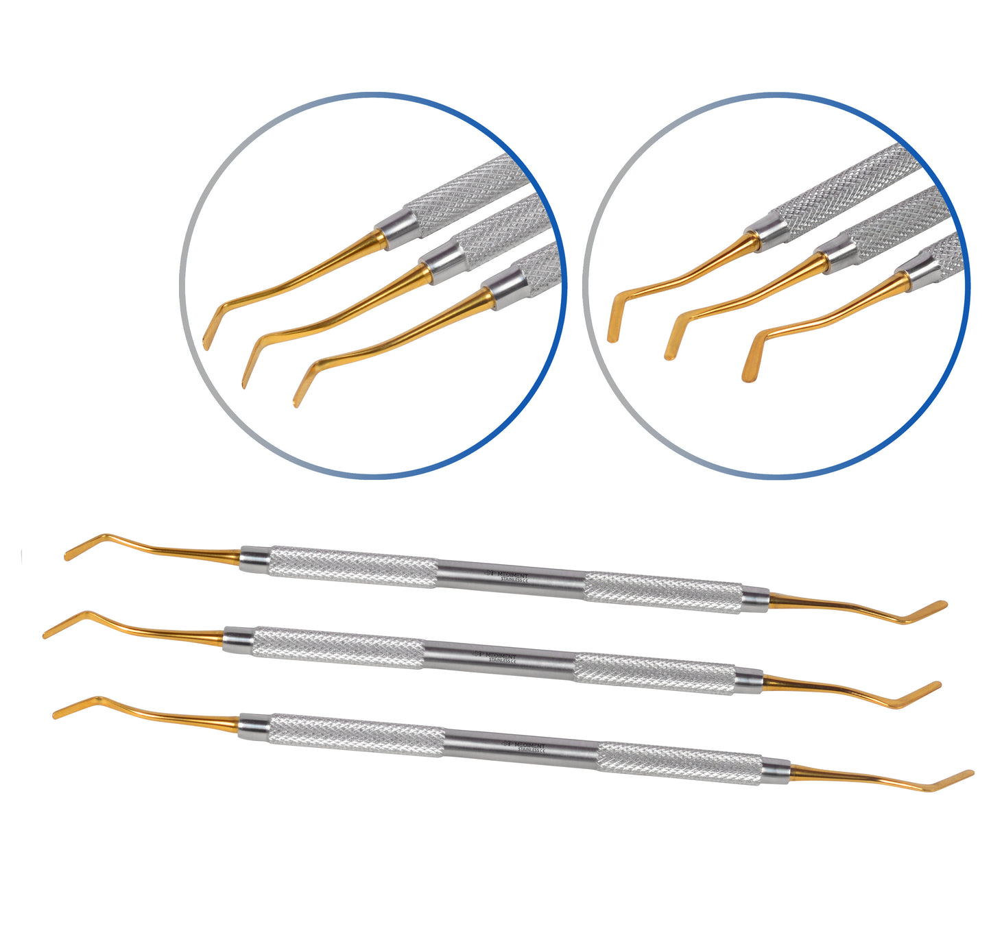 Dental Composite Filling Instruments Set of 3 Solid Gold