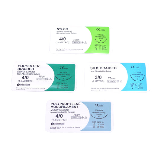 Training Suture Threads Emergency First Aid Kit Wound Treating Practice Set of 4